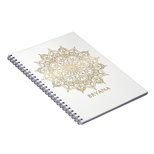 Goud Mandala Wit Chique Glamour Modern Glam Notitieboek (Rechterzijde)