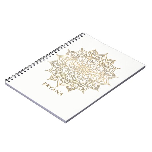 Goud Mandala Wit Chique Glamour Modern Glam Notitieboek (Linkerzijde)