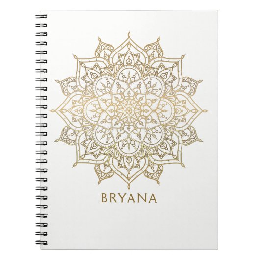 Goud Mandala Wit Chique Glamour Modern Glam Notitieboek (Voorkant)