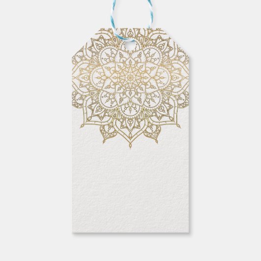 Goud Mandala Wit Classy Modern Huwelijksgunst Cadeaulabel (Achterkant)