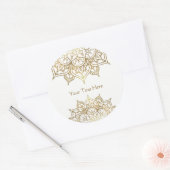 Goud Mandala Wit Classy Modern Huwelijksgunst Ronde Sticker (Envelop)