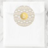 Goud Mandala Wit Modern Elegant Bruiloft Favor Ronde Sticker (Tas)