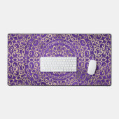 Goud Mandala Zen  Meisje Boho Bright Paarse Bureaumat (Keyboard & Muis)