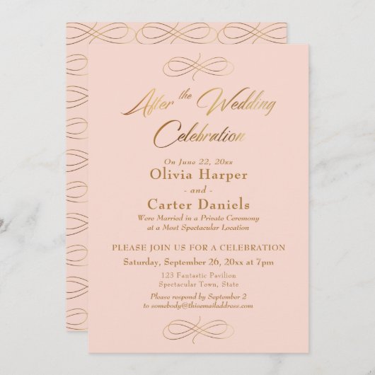 Goud Manuscript na de viering van het huwelijk Blu Kaart (Voorkant / Achterkant)