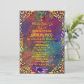 Goud Mardi Gras Masquerade 50ste Verjaardagsfeest Kaart (Staand voorkant)