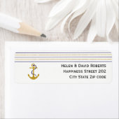 Goud, marine anker en strepen nautische bruiloft etiket (Insitu)