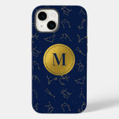 Goud & Marine Blauw Zodiac Constellations Monogram Case-Mate iPhone Case (Achterkant)