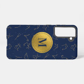 Goud & Marine Blauw Zodiac Constellations Monogram Samsung Galaxy Hoesje (Achterkant horizontaal)