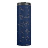 Goud & Marine Blauw Zodiac Constellations Monogram Thermosbeker (Achterkant)