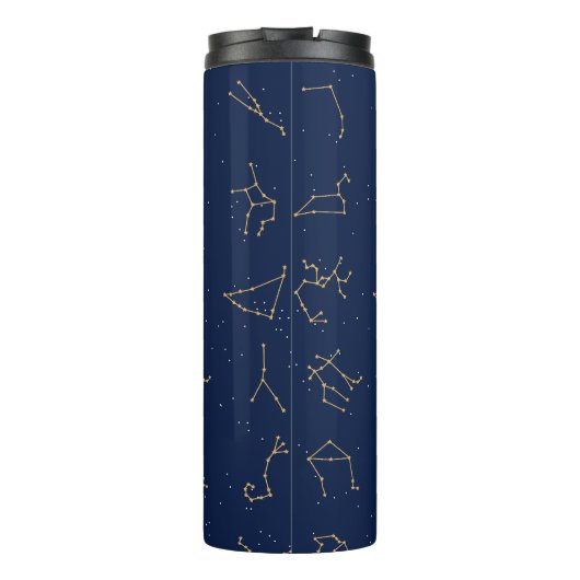 Goud & Marine Blauw Zodiac Constellations Monogram Thermosbeker (Achterkant)