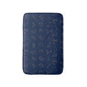 Goud & Marine Blauw Zodiac Constellations Patroon Badmat (Voorkant Verticaal)