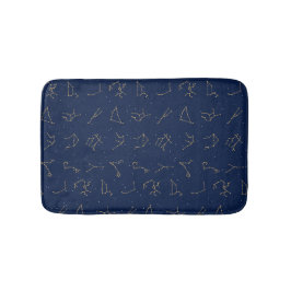 Goud & Marine Blauw Zodiac Constellations Patroon Badmat