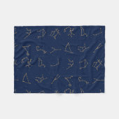 Goud & Marine Blauw Zodiac Constellations Patroon Fleece Deken (Voorkant (Horizontaal))