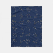 Goud & Marine Blauw Zodiac Constellations Patroon Fleece Deken (Voorkant)