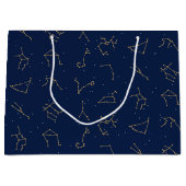 Goud & Marine Blauw Zodiac Constellations Patroon Groot Cadeauzakje (Voorkant)