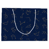 Goud & Marine Blauw Zodiac Constellations Patroon Groot Cadeauzakje (Achterkant)