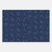 Goud & Marine Blauw Zodiac Constellations Patroon Inpakpapier Vel (Voorkant 3)