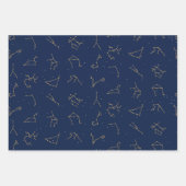 Goud & Marine Blauw Zodiac Constellations Patroon Inpakpapier Vel (Voorkant 2)