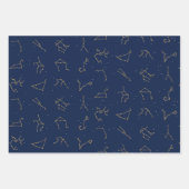 Goud & Marine Blauw Zodiac Constellations Patroon Inpakpapier Vel (Voorkant)