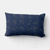 Goud & Marine Blauw Zodiac Constellations Patroon Kussen (Achterkant)