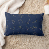 Goud & Marine Blauw Zodiac Constellations Patroon Kussen (Deken)