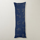 Goud & Marine Blauw Zodiac Constellations Patroon Lichaamskussen (Achterkant (Verticaal))