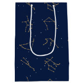 Goud & Marine Blauw Zodiac Constellations Patroon Medium Cadeauzakje (Achterkant)