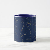 Goud & Marine Blauw Zodiac Constellations Patroon Mok (Midden)