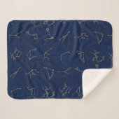 Goud & Marine Blauw Zodiac Constellations Patroon Sherpa Deken (Voorkant (horizontaal))