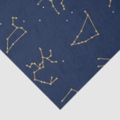 Goud & Marine Blauw Zodiac Constellations Patroon Tissuepapier (Detail)