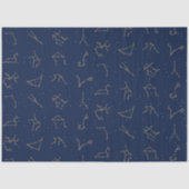 Goud & Marine Blauw Zodiac Constellations Patroon Tissuepapier (Voorkant)