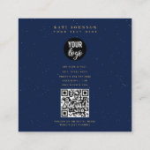 Goud & Marine Blauw Zodiac Constellations Patroon Vierkante Visitekaartje (Achterkant)