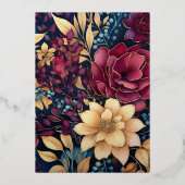 Goud, Marine & Bourgogne Wijnproeverij Bachelorett Folie Uitnodiging (Achterkant)