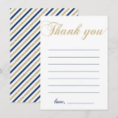 Goud & Marine | Modern jongensfeestje bedankje Bedankkaart (Voorkant / Achterkant)