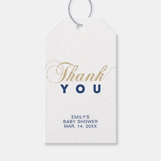 Goud & Marine | Modern Party Favor Bedankt Labels Cadeaulabel (Voorkant)