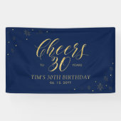 Goud & Marine Modern Proost 30e verjaardag Party Spandoek (Horizontaal)