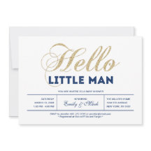 Goud, marine | Modern Typografie Boy Baby shower