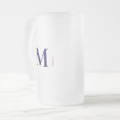 Goud & Marine Monogram Huwelijk Matglas Bierpul (Voorkant links)