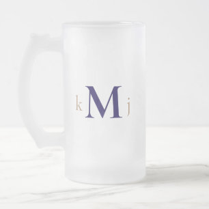 Goud & Marine Monogram Huwelijk Matglas Bierpul