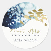 GOUD MARINE ONDER WATER ZEE VIS EERSTE HEILIGE COM RONDE STICKER (Voorkant)