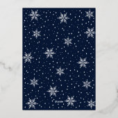 Goud & Marine Winter Sneeuw Koppels Bruiloft Douch Folie Uitnodiging (Achterkant)