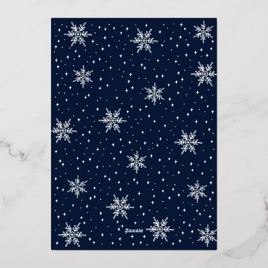 Goud & Marine Winter Sneeuw Koppels Bruiloft Douch Folie Uitnodiging (Achterkant)