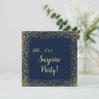 Goud & Marineblauw | 18e Verjaardagsfeest Uitnodig Kaart