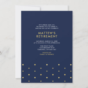 Goud & Marineblauw Chic Modern Pensioenfeest Kaart