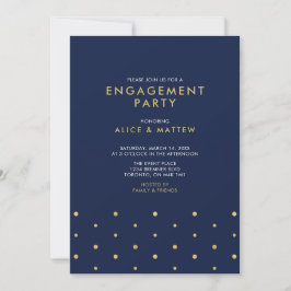 Goud & Marineblauw | Chic Modern Verlovingsfeest Kaart