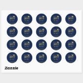 Goud & marineblauw | Confetti Graduation Party Fav Ronde Sticker (Vel)