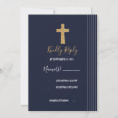 Goud marineblauw elegante typografie RSVP Kaart (Voorkant)