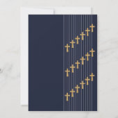 Goud marineblauw elegante typografie RSVP Kaart (Achterkant)