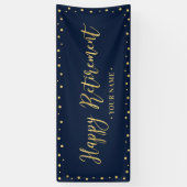 Goud & marineblauw Happy Retirement-feestbanner Spandoek (Verticaal)