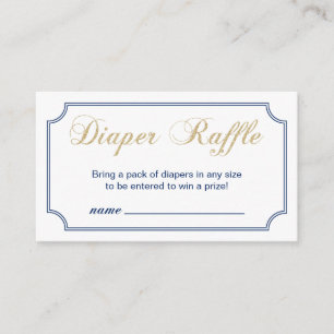 Goud & Marineblauw   Jongens Baby Shower Luiers Ra Informatiekaartje